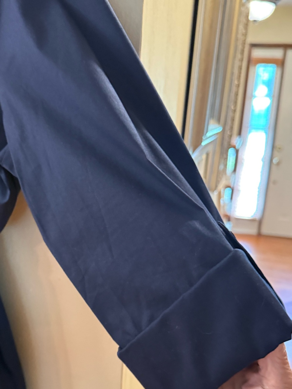 Waist-Tie Long Shirt Dress in Navy - Picture 4 of 5